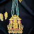 Krishna Radha Temple Pendant Beaded Neckpiece -Red Green