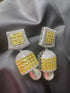 Yellow  CZ Jhumka Earrings