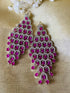 CZ Ruby Long Designer Earrings