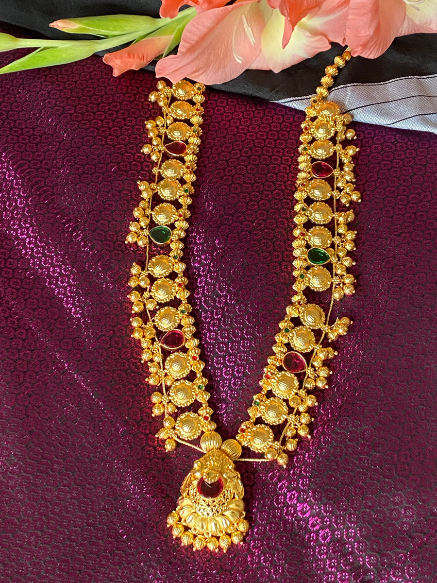 Kolhapuri Saaj/ Long Necklace: Golden – PriVeda