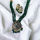 Green Bead Victorian Diamond Temple Neckpiece-Krishna