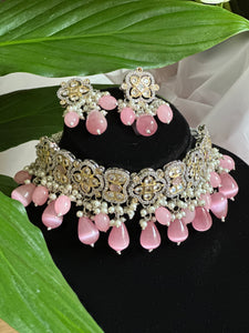 Dual Pink AD Choker with matching Earrings