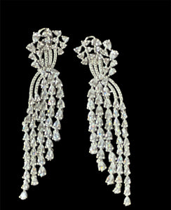 CZ Long Dangler Earrings with Four Sparkling Layers