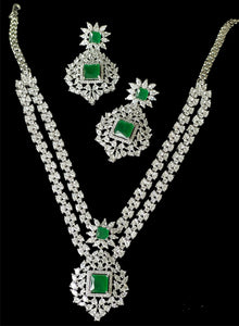 Multilayered Emerald Green CZ Necklace