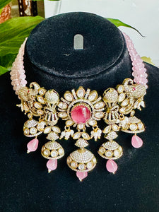 Victorian Diamond Choker Neckpeice - Pink