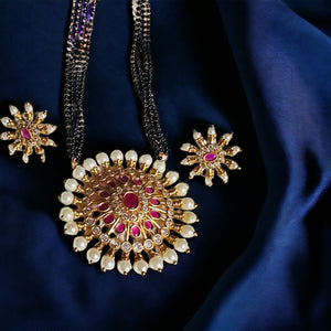 Round Pearl and Ruby Mangalsutra