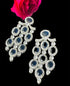 Blue Stone Long CZ Diamond Dangler Earrings