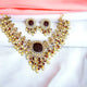 Maroon Victorian Diamond Short Neckpiece-Maroon Beads