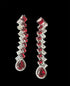 Red and Clear CZ Long Earrings