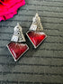 Red stone oxidised Earrings