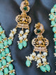 Pastel Green Bead Victorian Diamond Neckpiece-Lakshmi