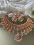 Finest Stone Cz AD Necklace in Rose Gold Polish