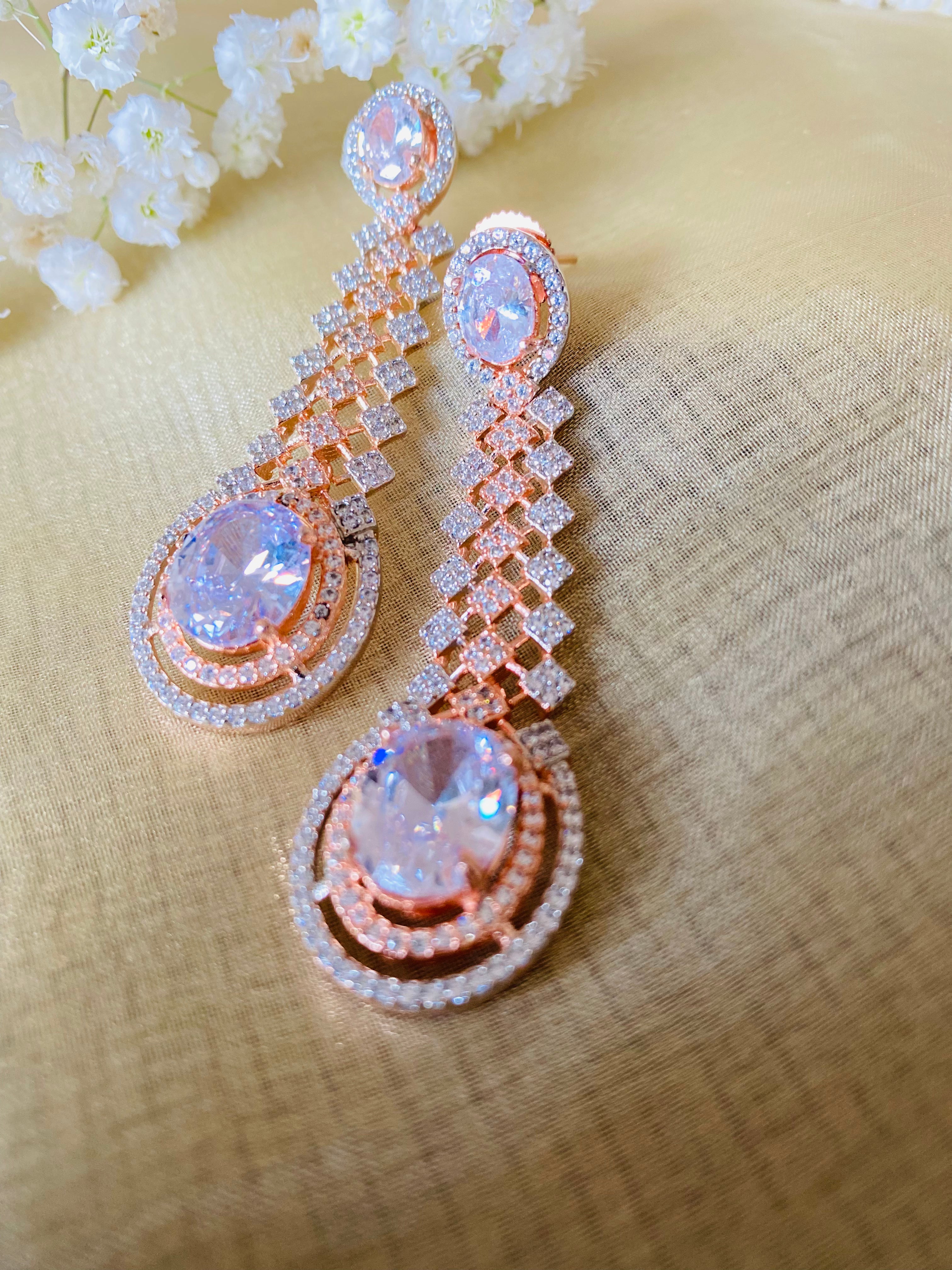 Stone long earrings discount