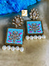 Meenakari light blue and pink work designer earrings