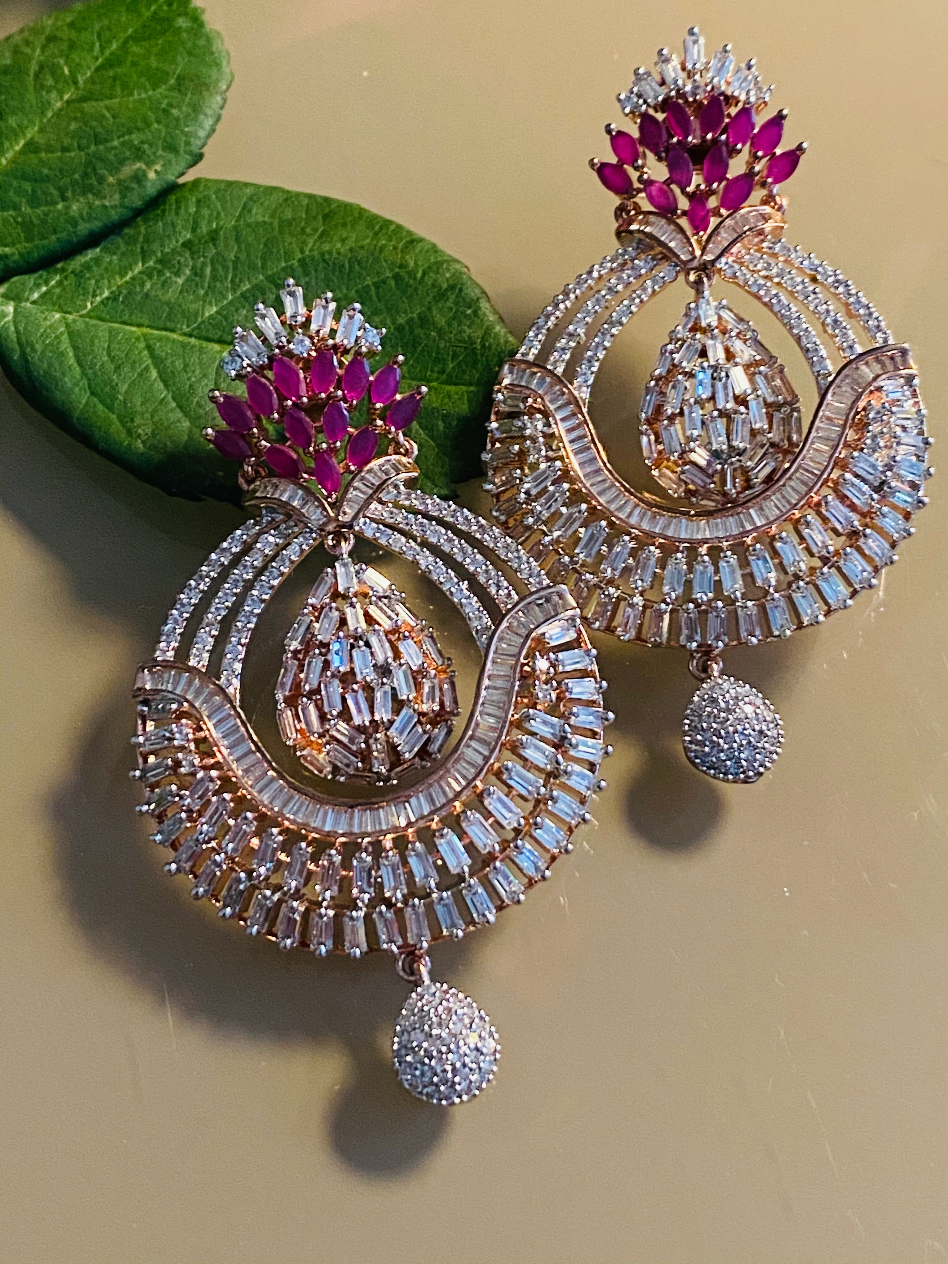 Chandelier Shape Long Diamond Earring  Jaipur Jewels
