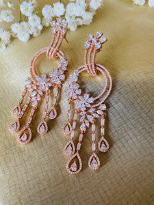 Rose gold AD stone earrings-2