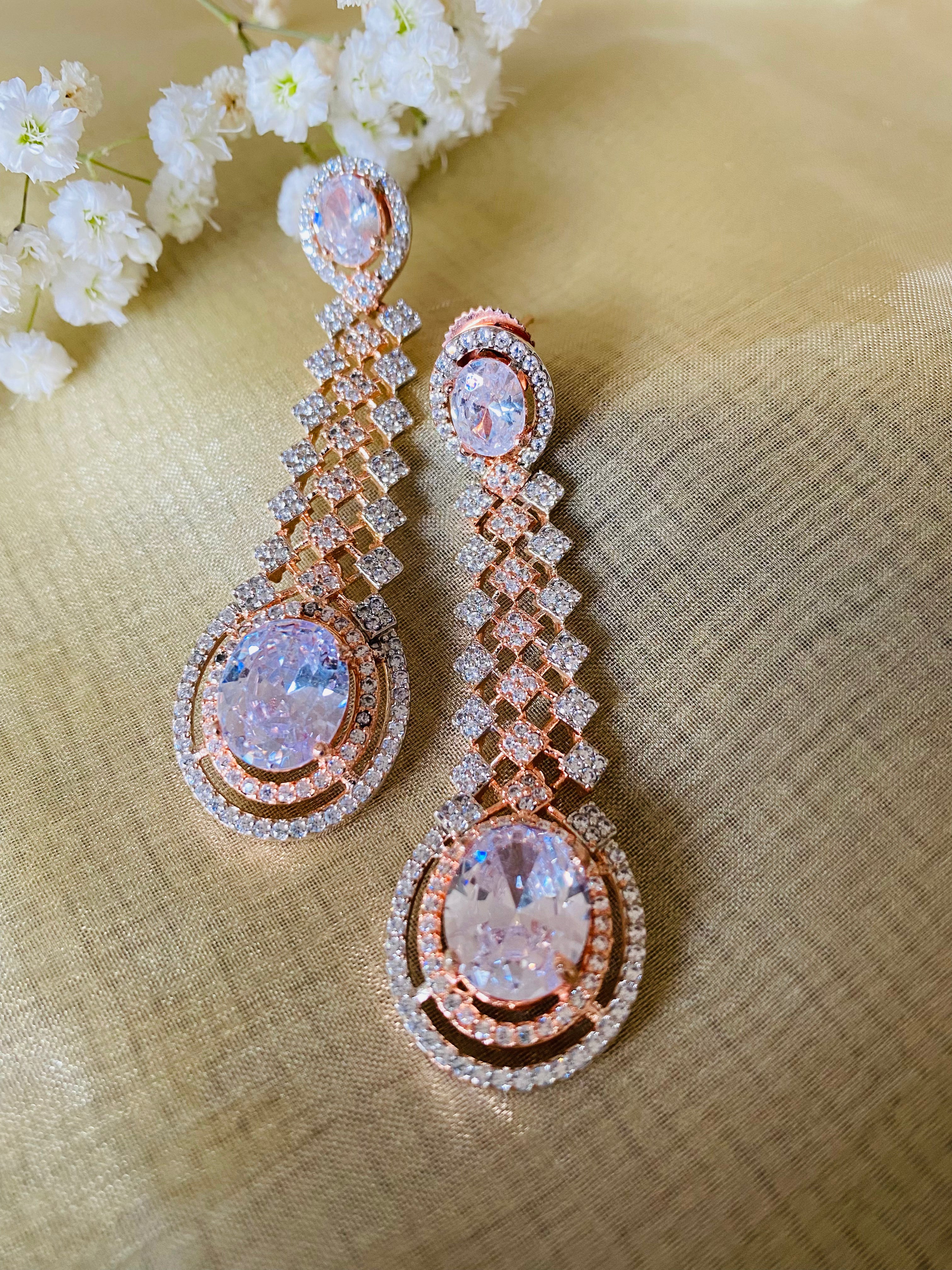 Rose gold 2025 stone earrings