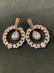 AD Rose Gold  Square Stone Earrings