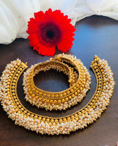 Cluster Pearl-Gold Look Alike Bridal Anklets
