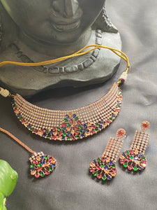 American Diamond Necklace set-Multicolor