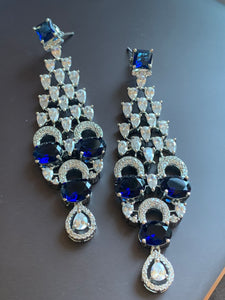 Finest American Diamond Hign Neck Royal blue stone necklace