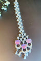 Finest American Diamond Hign Neck Pink stone necklace