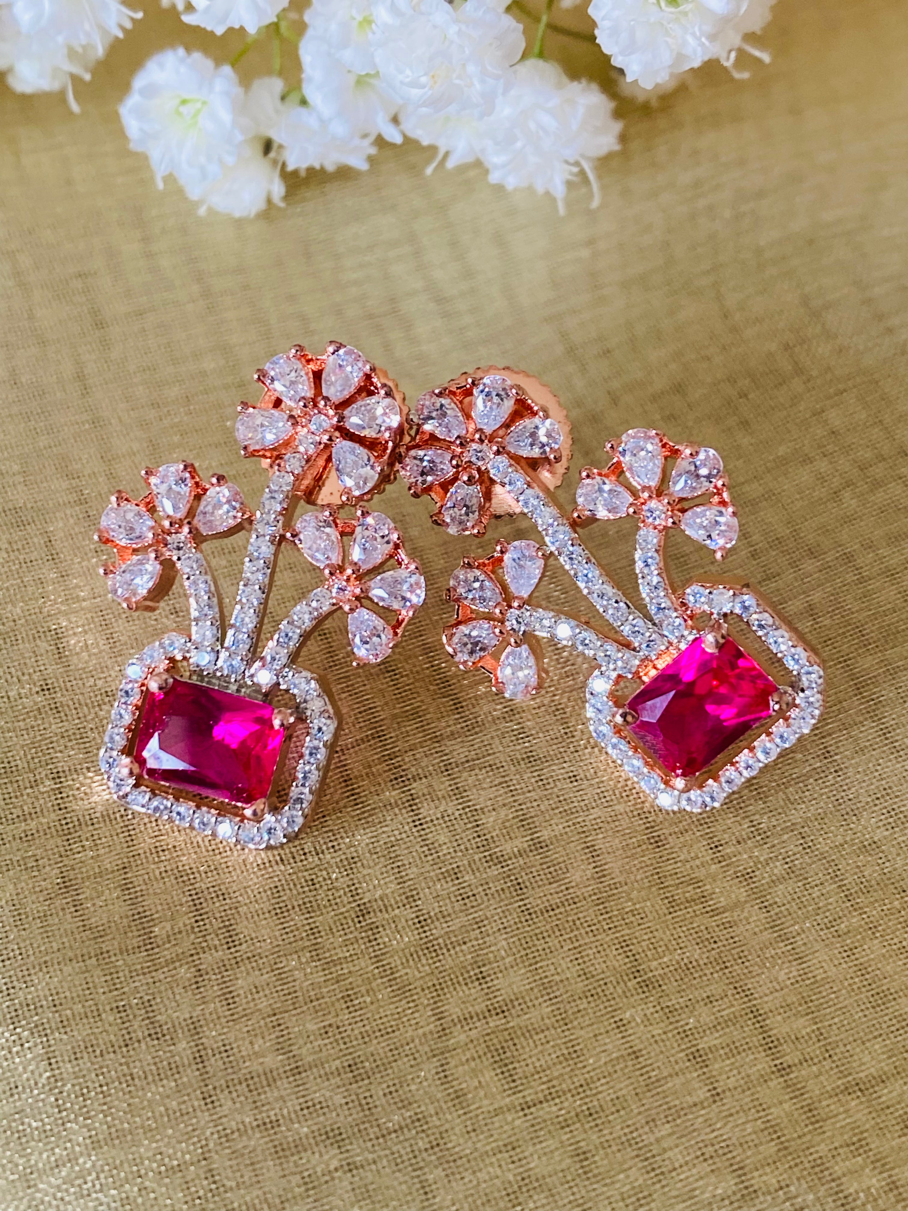 Rose gold 2025 and green earrings
