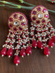 Polki Kundan Red choker with dangler earrings