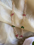 Layered White Beaded Mala with Red Green Beads