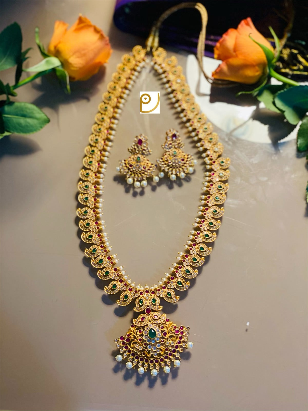 DREAMJWELL  Gold plated kerala design mango necklace dj34422  dreamjwell