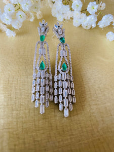 Delicate green /white stone earrings