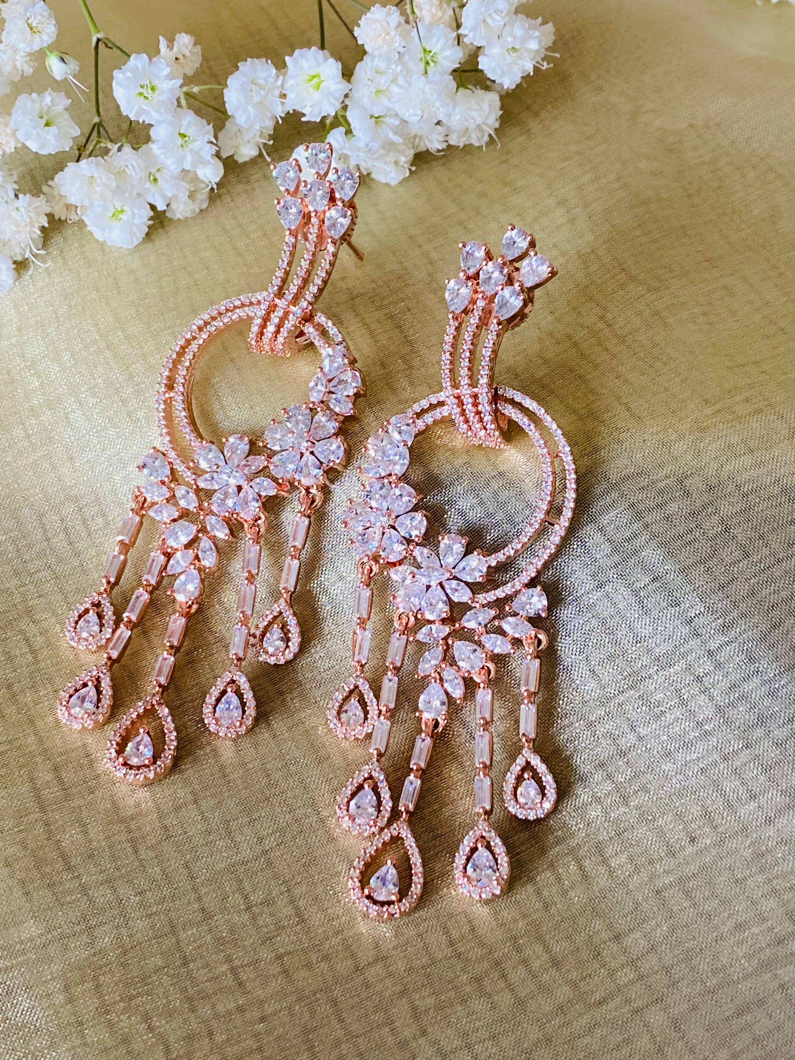 Rose gold 2025 long earrings