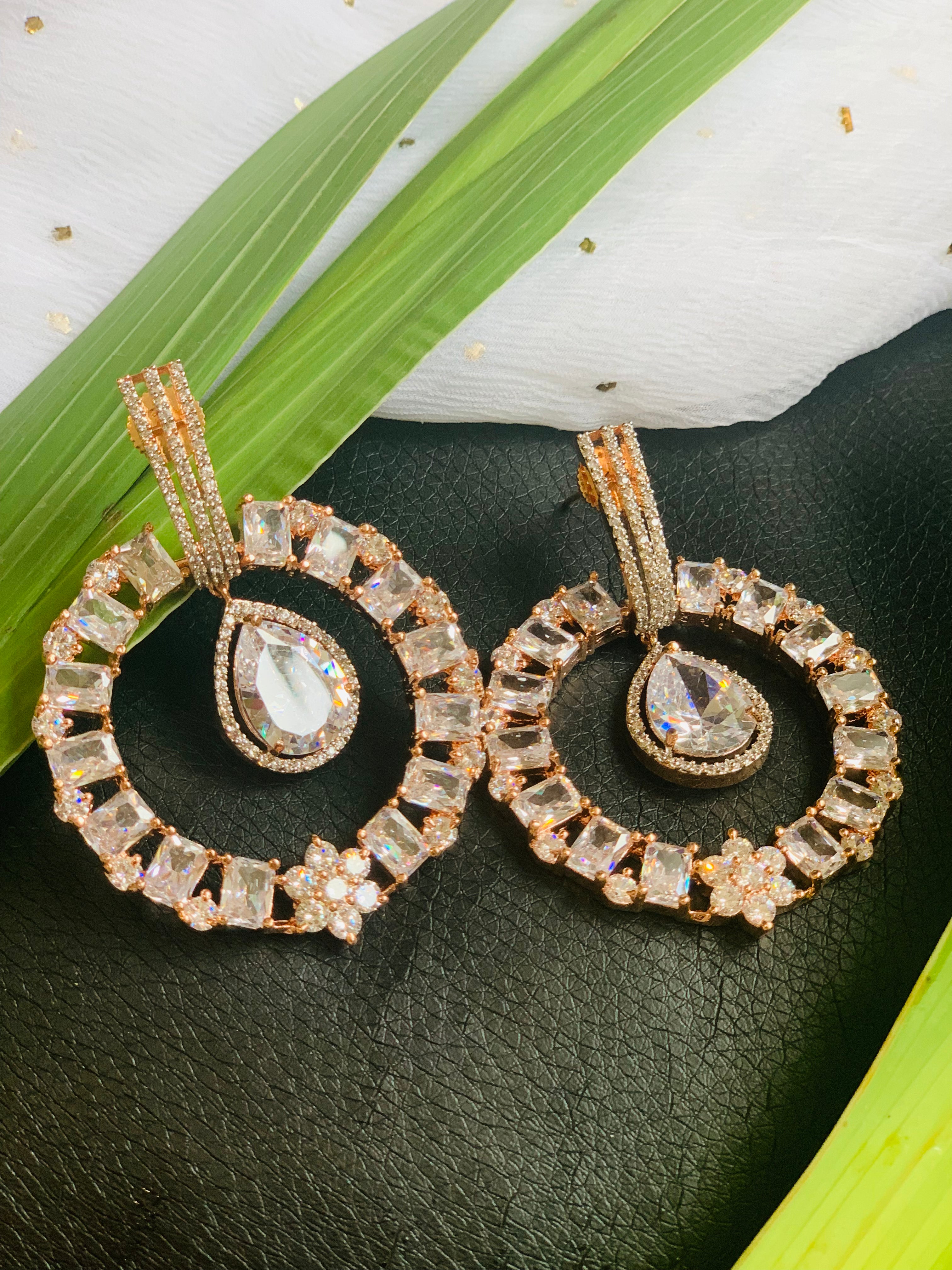 Clear Stone Big Round CZ Earrings PriVeda